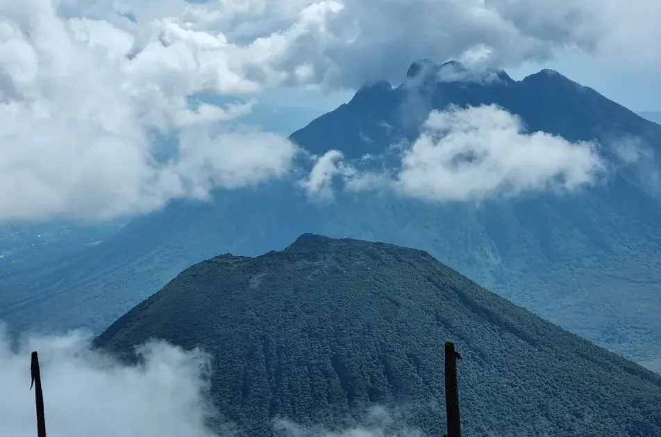 The Virunga volcanoes above Mgahinga Gorilla National Park, Uganda